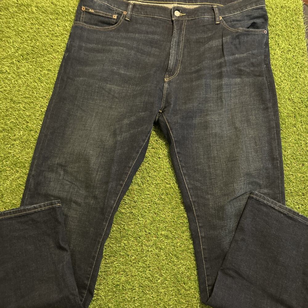 POLO RAPLH LAUREN The Hampton Relaxed Straight Denim Jeans Men Blue 42x34 Tall